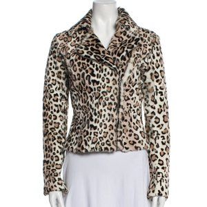 Intermix Goat Fur Animal Print Moto Jacket